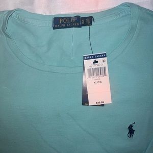 Polo Ralph Lauren Short Sleeve Collarless Polo Size XL Green Teal Shirt